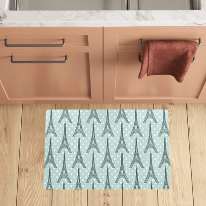 Eiffel Tower Polka Dot Print Kitchen Mat