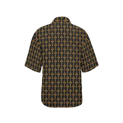 Cross Pattern Print Design 02 Women's Hawaiian Shirt