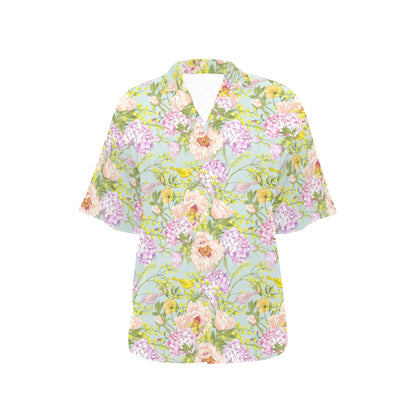 Hydrangea Pattern Print Design HD02 Women's Hawaiian Shirt