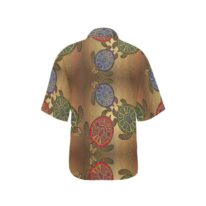 Sea Turtle Tribal Colorful Women's Hawaiian Shirt