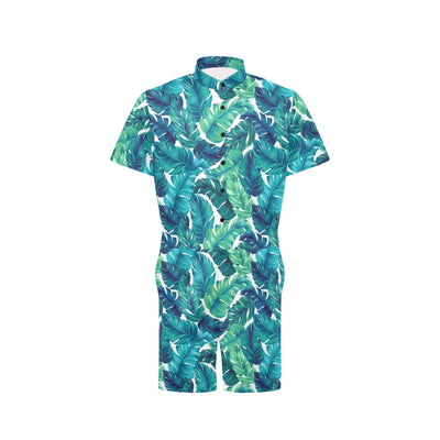 Brightness Tropical Palm Leaves Men's Romper