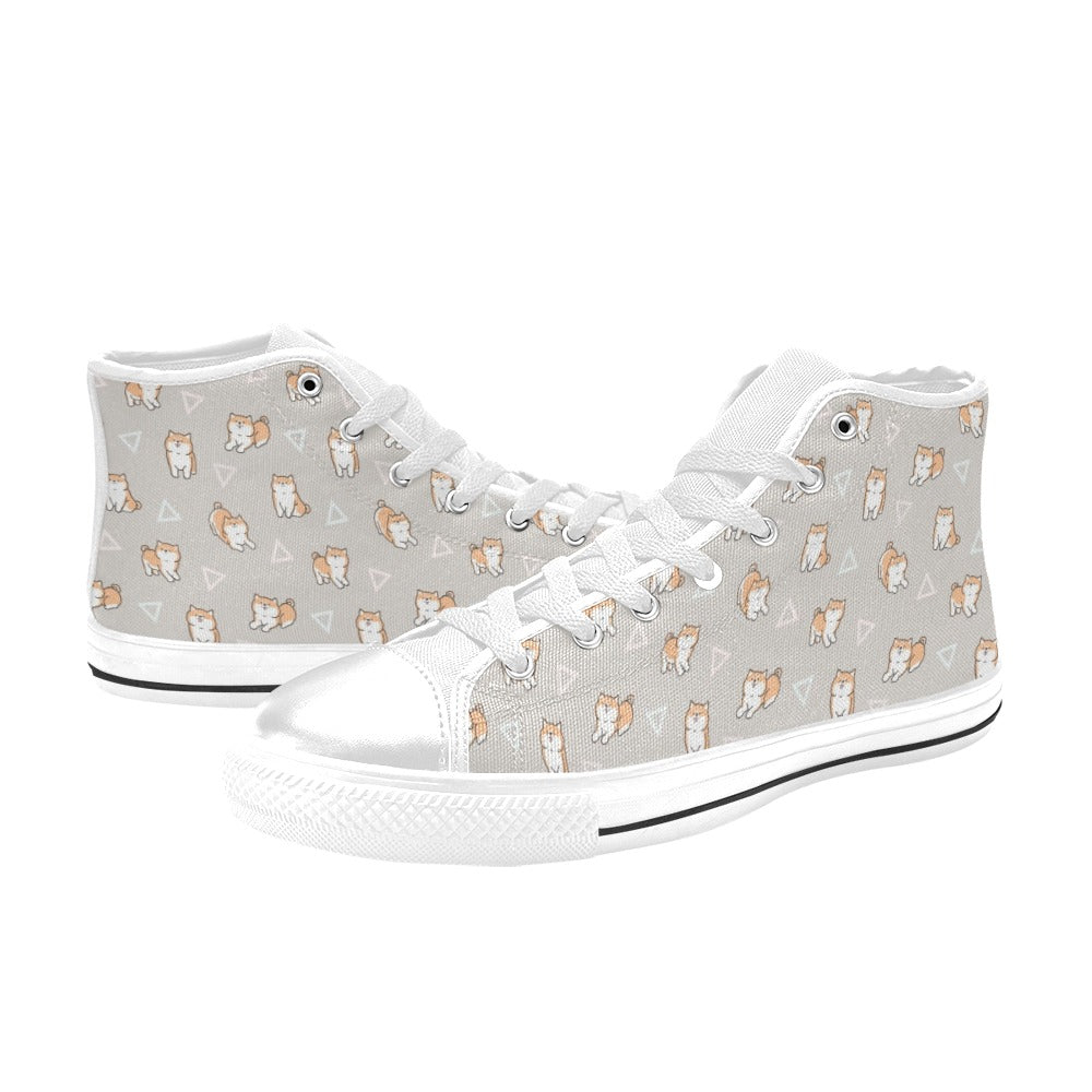 Shiba Inu Print Design LKS307 High Top Women's White Shoes