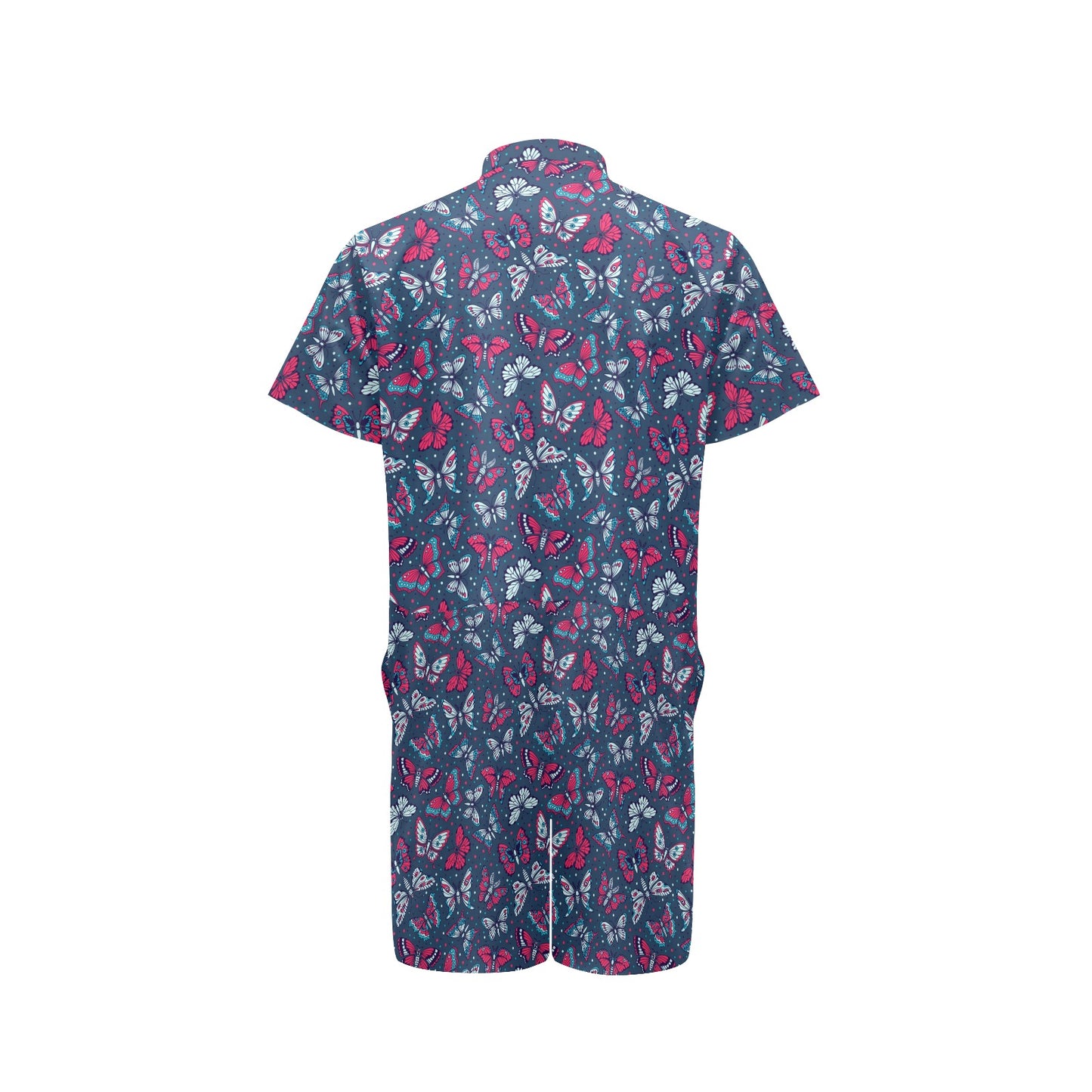 Butterfly Red Deep Blue Print Pattern Men's Romper