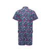 Butterfly Red Deep Blue Print Pattern Men's Romper