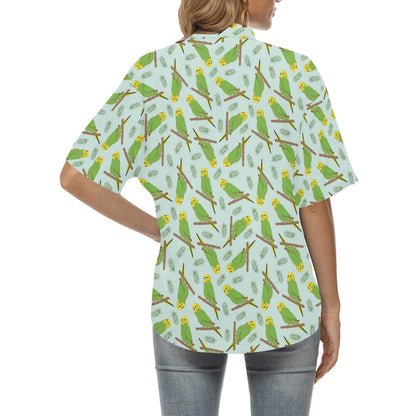 Budgerigar Pattern Print Design 04 Women's Hawaiian Shirt