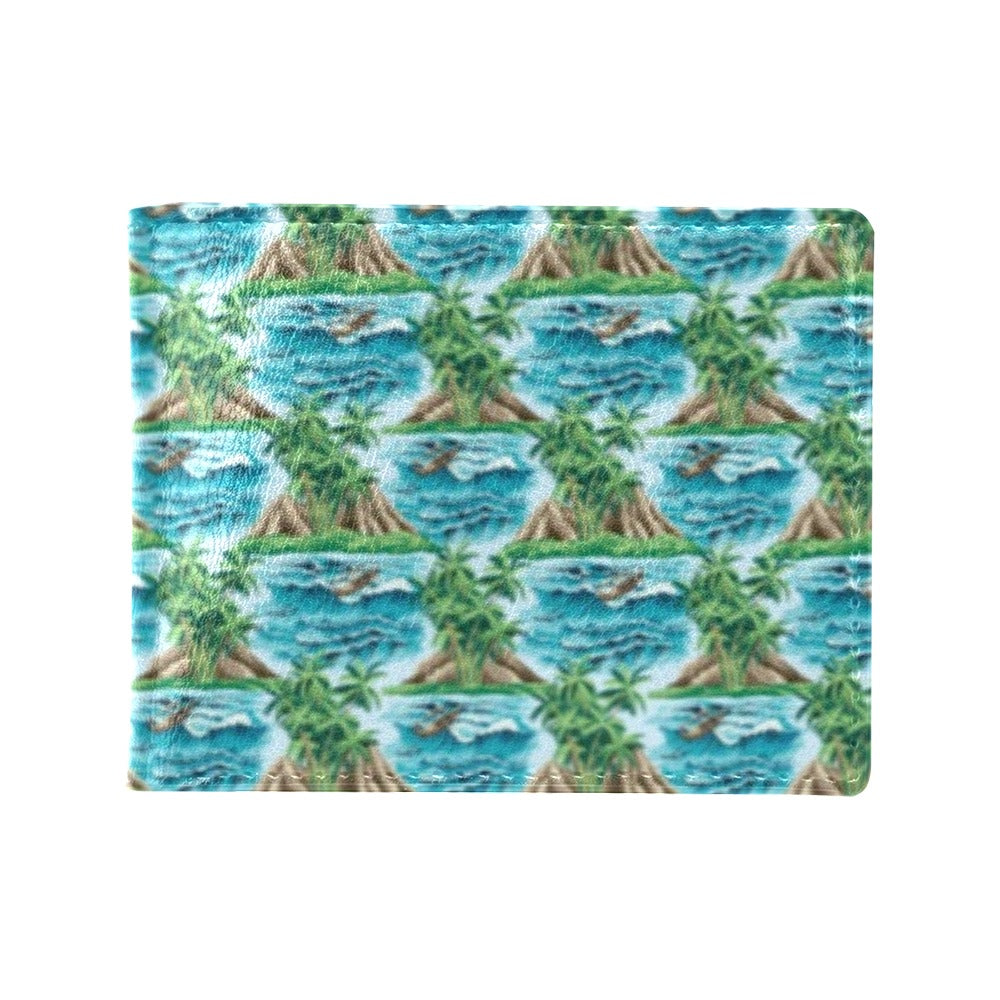 Palm Tree Hawaiian Themed Design Print Men's ID Card Wallet