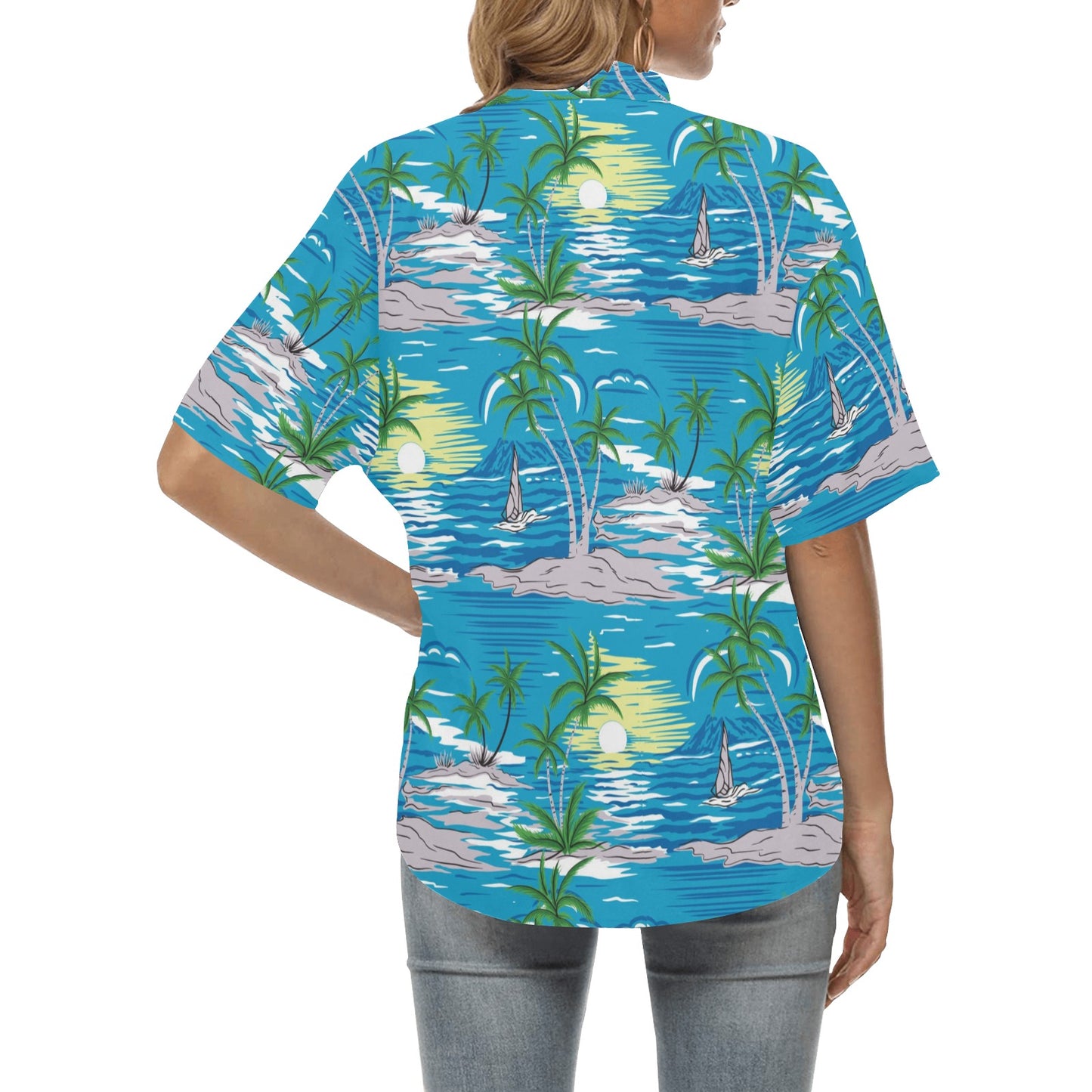 Palm Tree Beach Women's Hawaiian Shirt