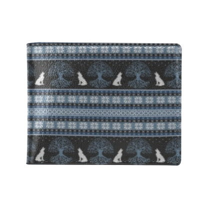 Wolf Tree of Life Knit Design Print Men's ID Card Wallet