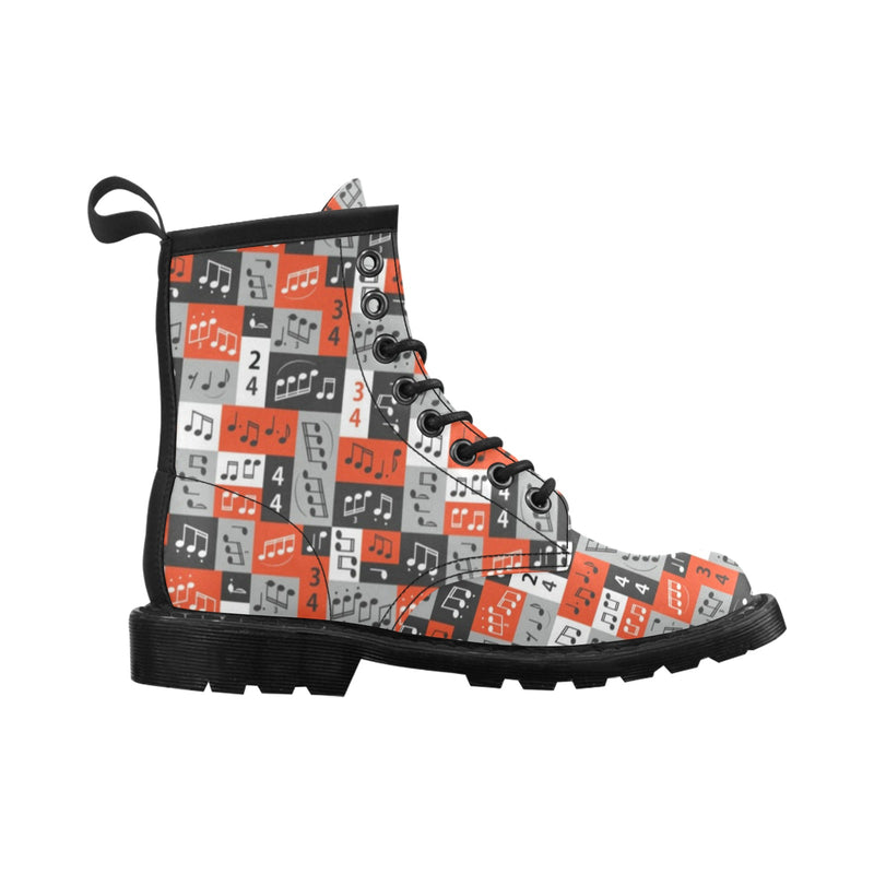 Music Note Design Themed Print Women's Boots