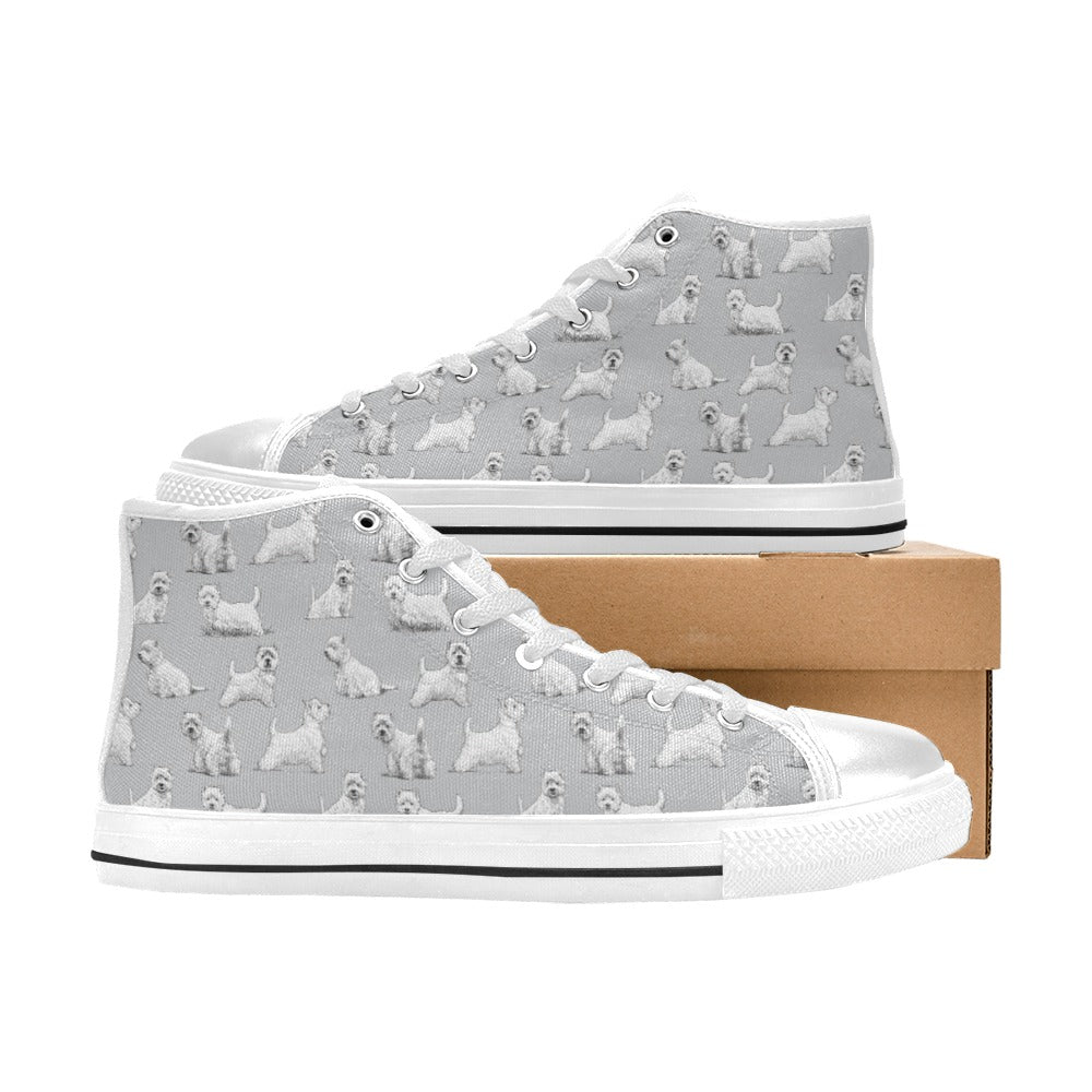 Scottish Terriers Print Design LKS3011 High Top Women's White Shoes