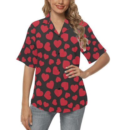 Heart Red Pattern Print Design HE01 Women's Hawaiian Shirt