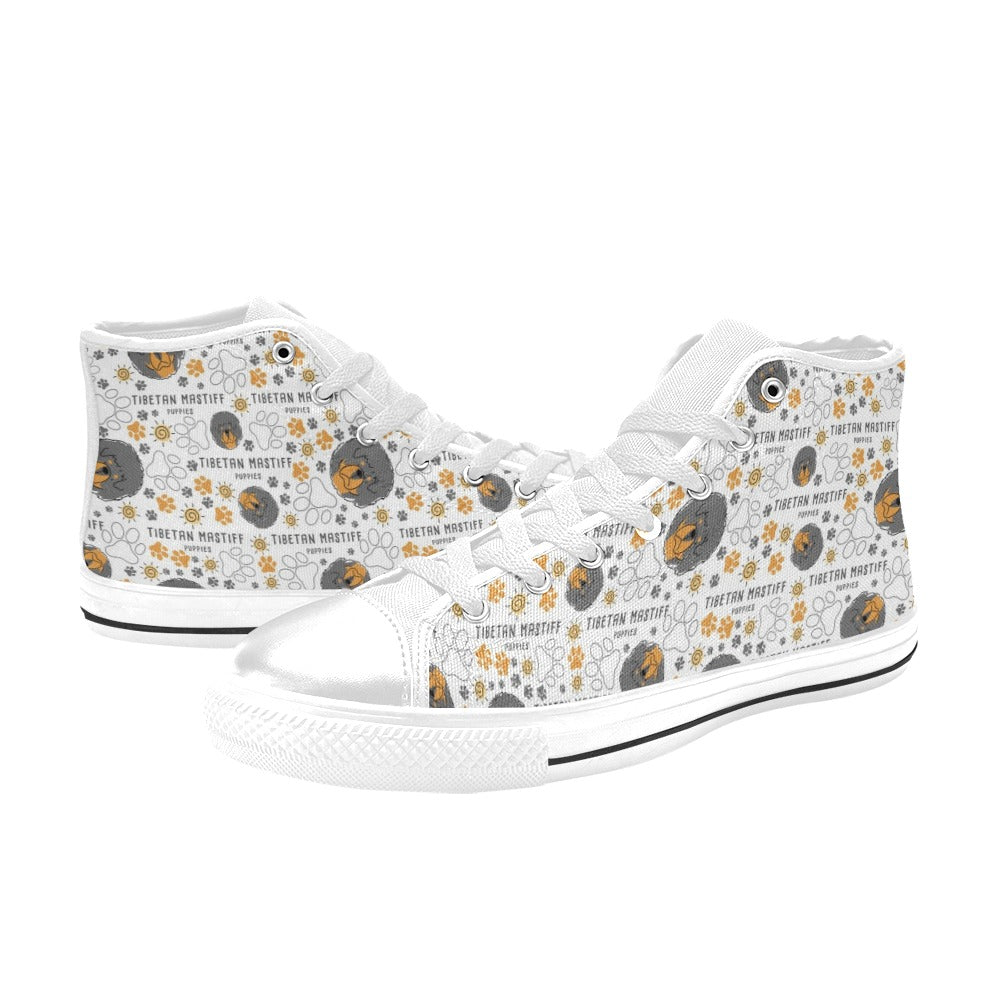 Tibetan Mastiffs Print Design LKS302 High Top Women's White Shoes