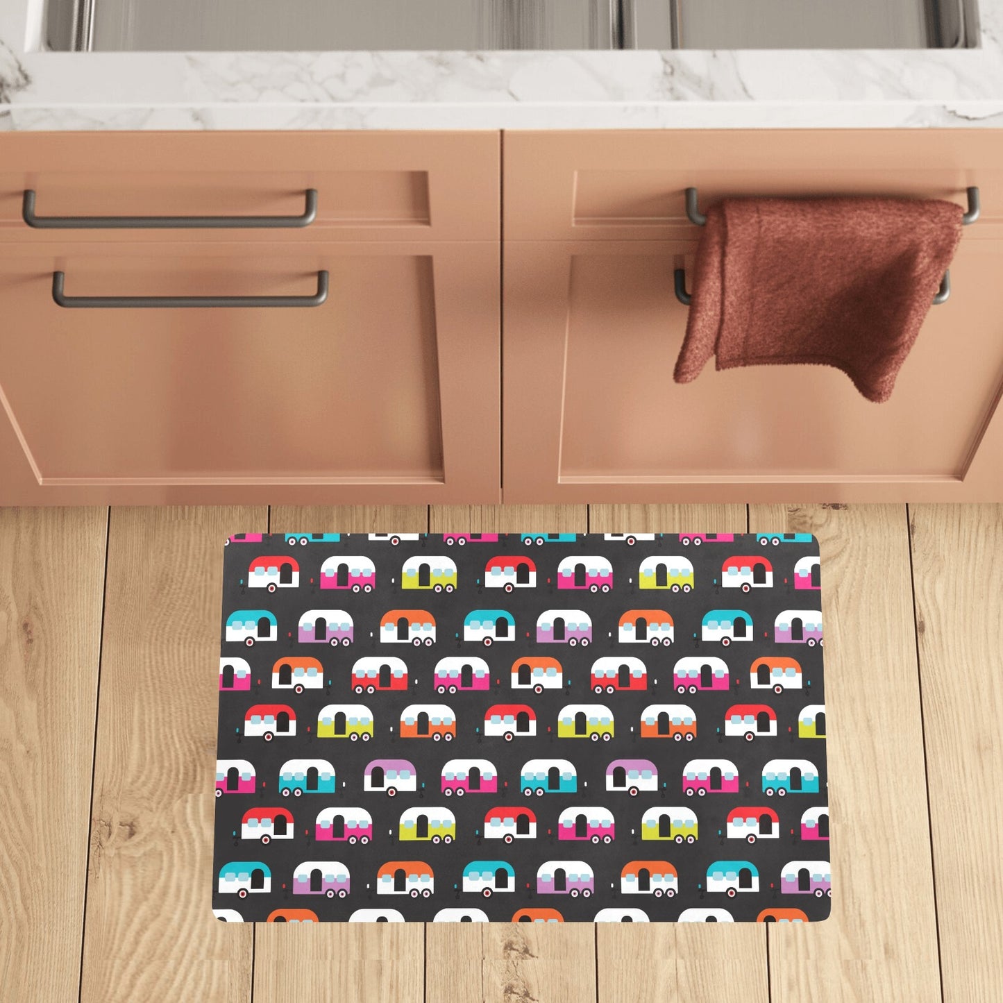 Camper Caravan Pattern Kitchen Mat