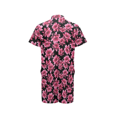 Lotus Pattern Print Design 03 Men's Romper