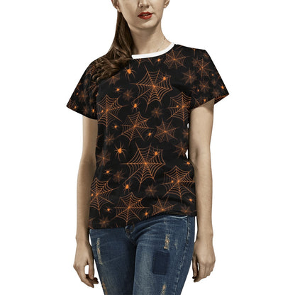 Spider Web Print Design LKS306 Women's  T-shirt