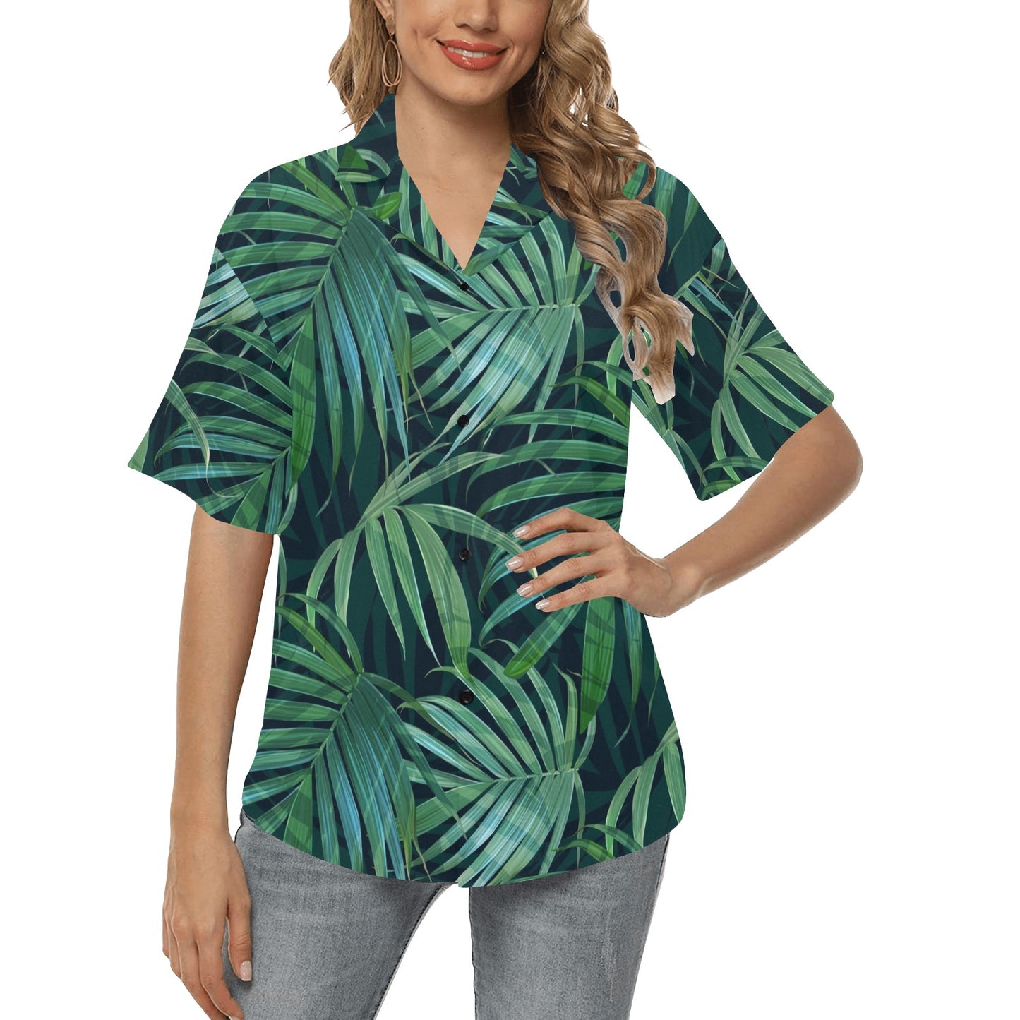 Tropical Flower Pattern Print Design TF011 Women's Hawaiian Shirt