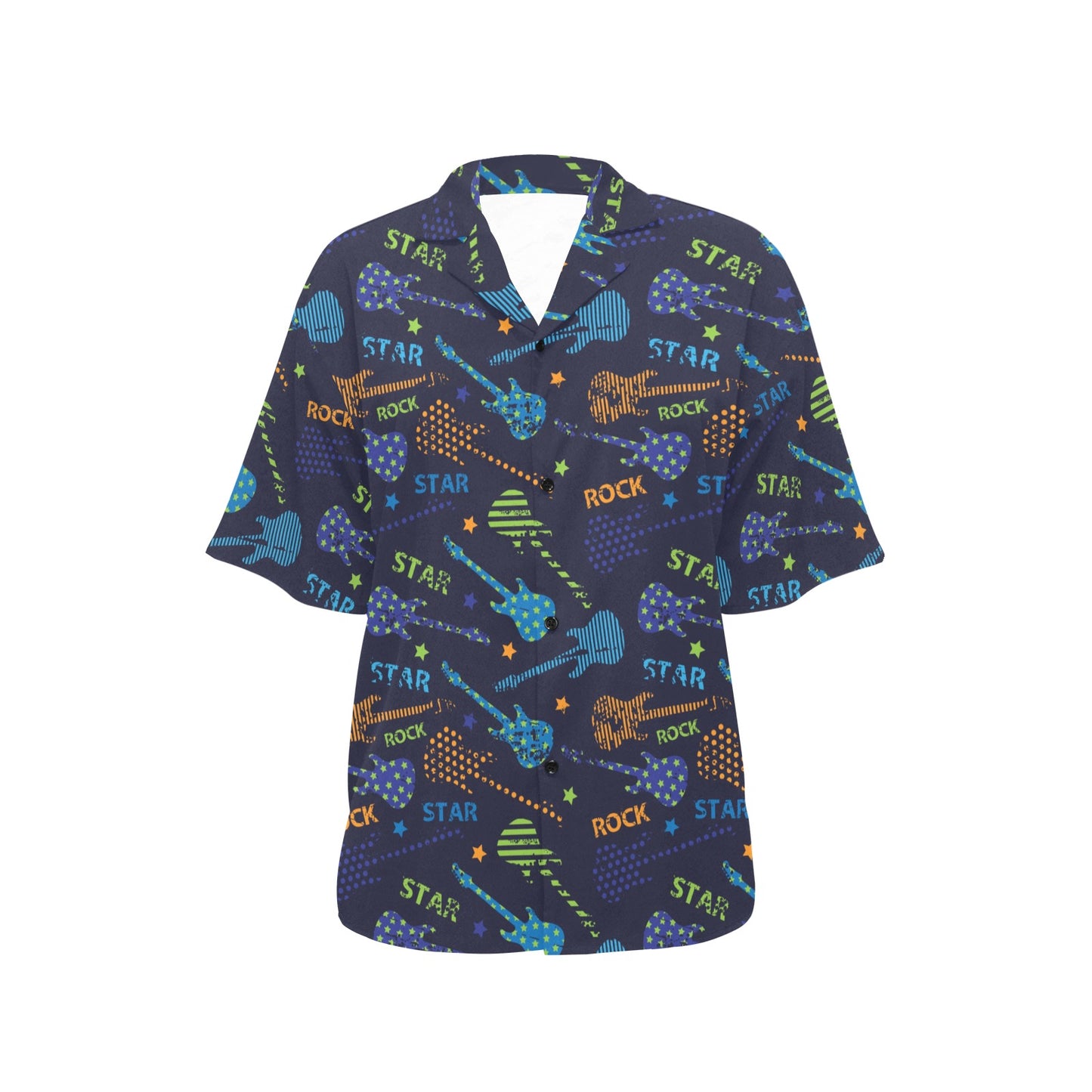 Rock and Roll Pattern Print Design A04 Women's Hawaiian Shirt