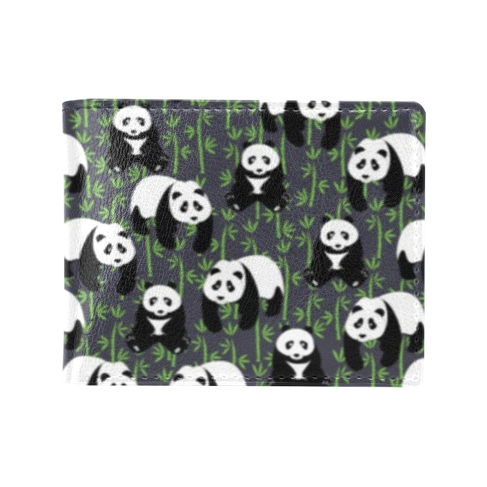 Panda Bear Bamboo Themed Print Men's ID Card Wallet