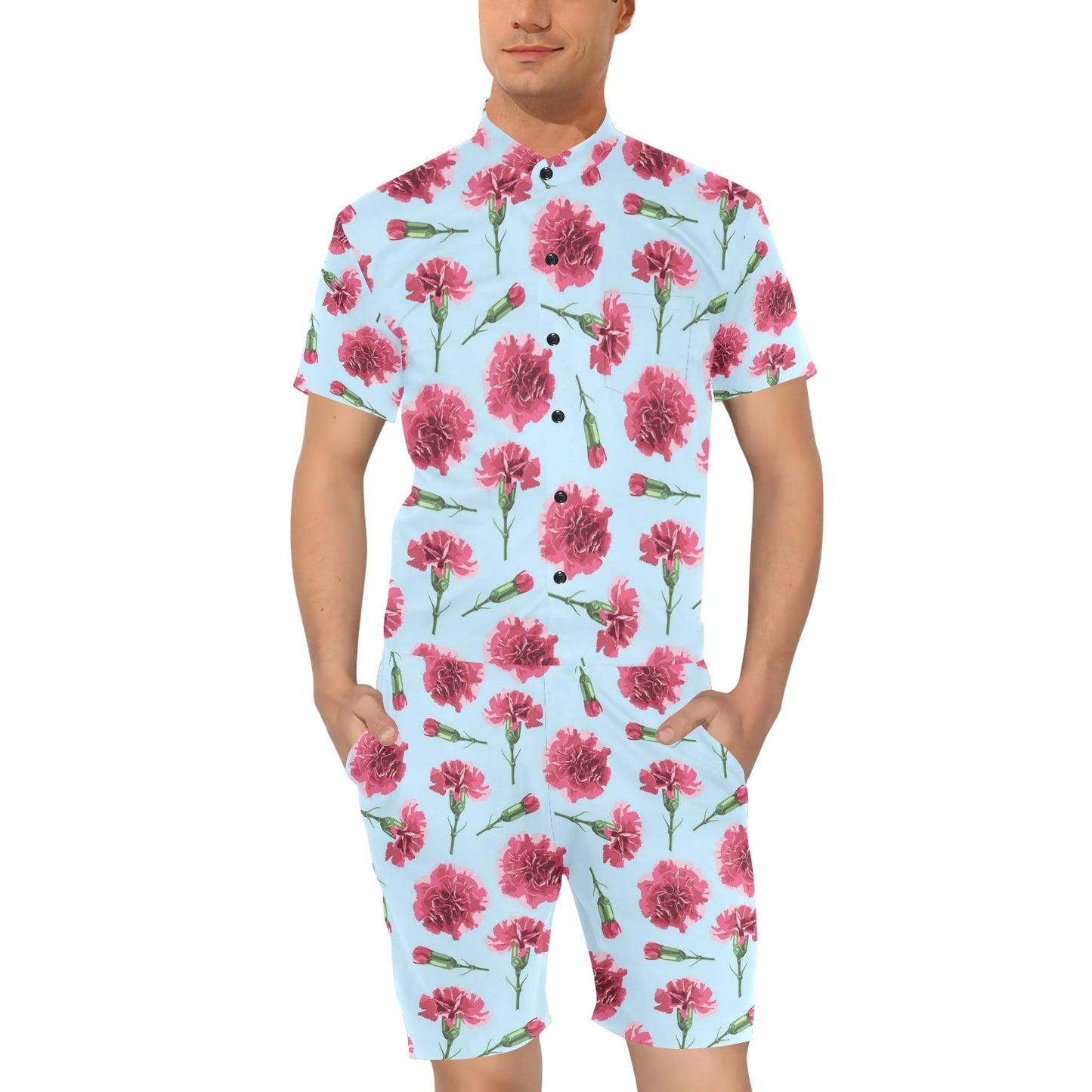 Carnations Pattern Print Design CN01 Men's Romper