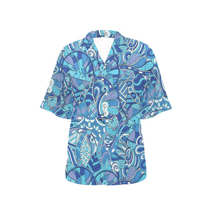 Funky Retro Pattern Print Design A02 Women's Hawaiian Shirt
