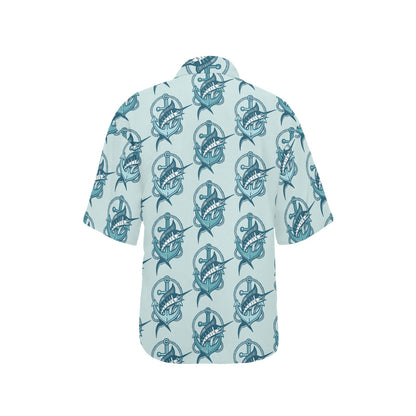 Swordfish Pattern Print Design 03 Women's Hawaiian Shirt