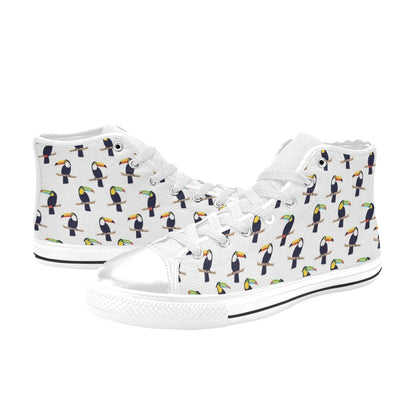 Toucan Print Design LKS305 High Top Women's White Shoes