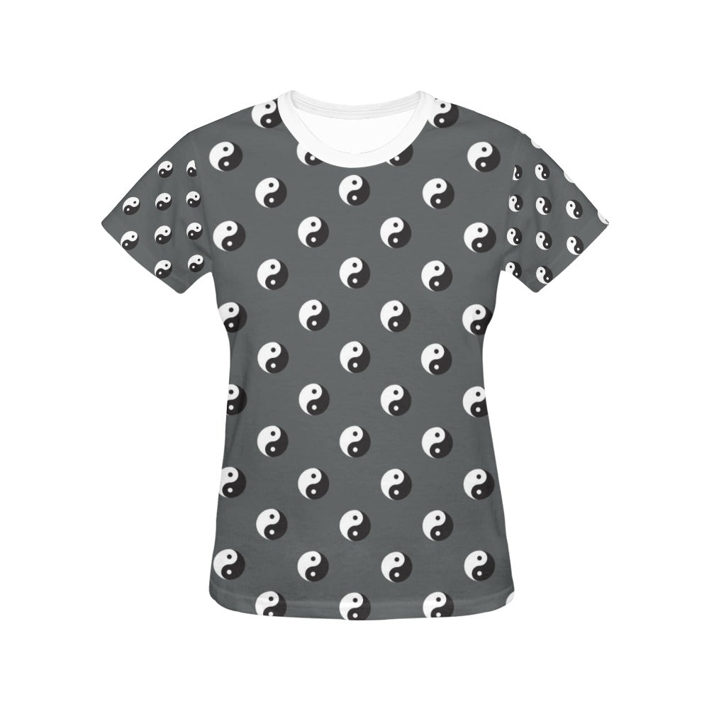 Yin Yang Print Design LKS303 Women's  T-shirt