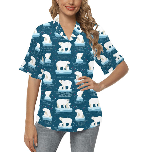 Polar Bear Pattern Print Design PB02 Women's Hawaiian Shirt