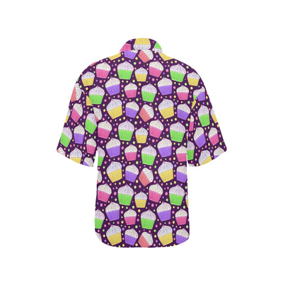 Cupcake Pattern Print Design CP07 Women's Hawaiian Shirt