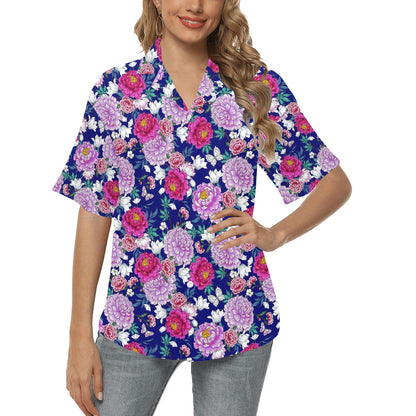 Dahlia Pattern Print Design DH013 Women's Hawaiian Shirt