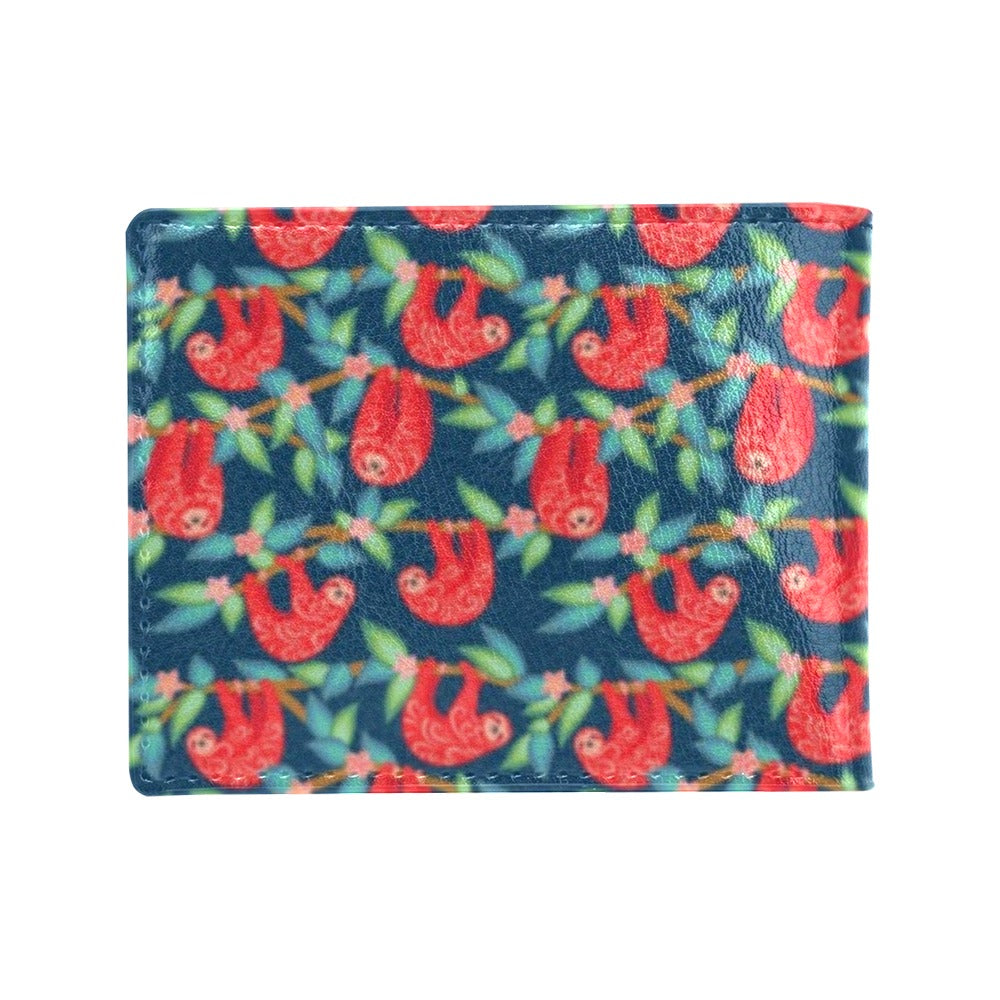Sloth Red Design Themed Print Men's ID Card Wallet