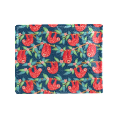 Sloth Red Design Themed Print Men's ID Card Wallet