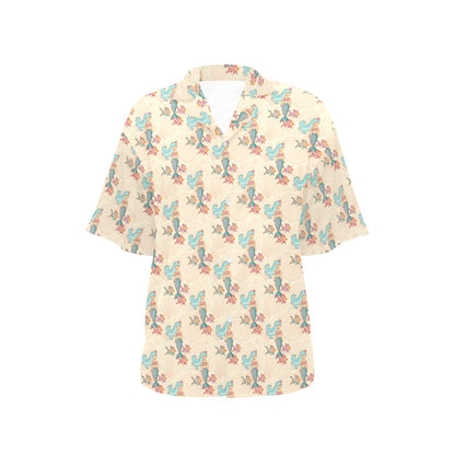 Mermaid Girl With Fish Design Print Women's Hawaiian Shirt