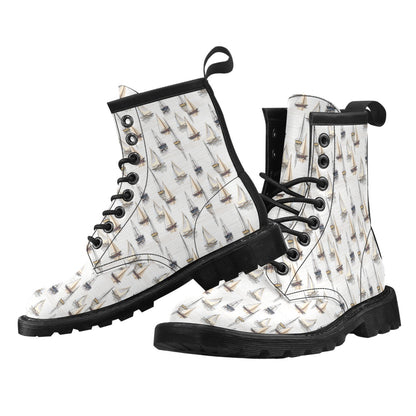 Sailboat Paint Pattern Print Design LKS307 Women's Boots