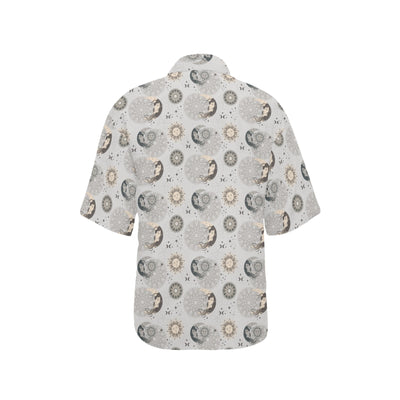 Sun Moon Print Design LKS302 Women's Hawaiian Shirt