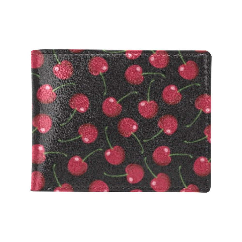 Cherry Black Background Men's ID Card Wallet