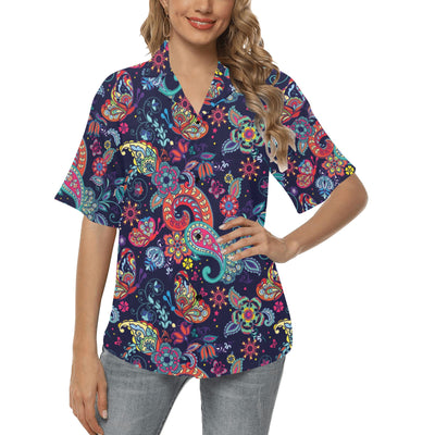 Paisley Boho Pattern Print Design A06 Women's Hawaiian Shirt