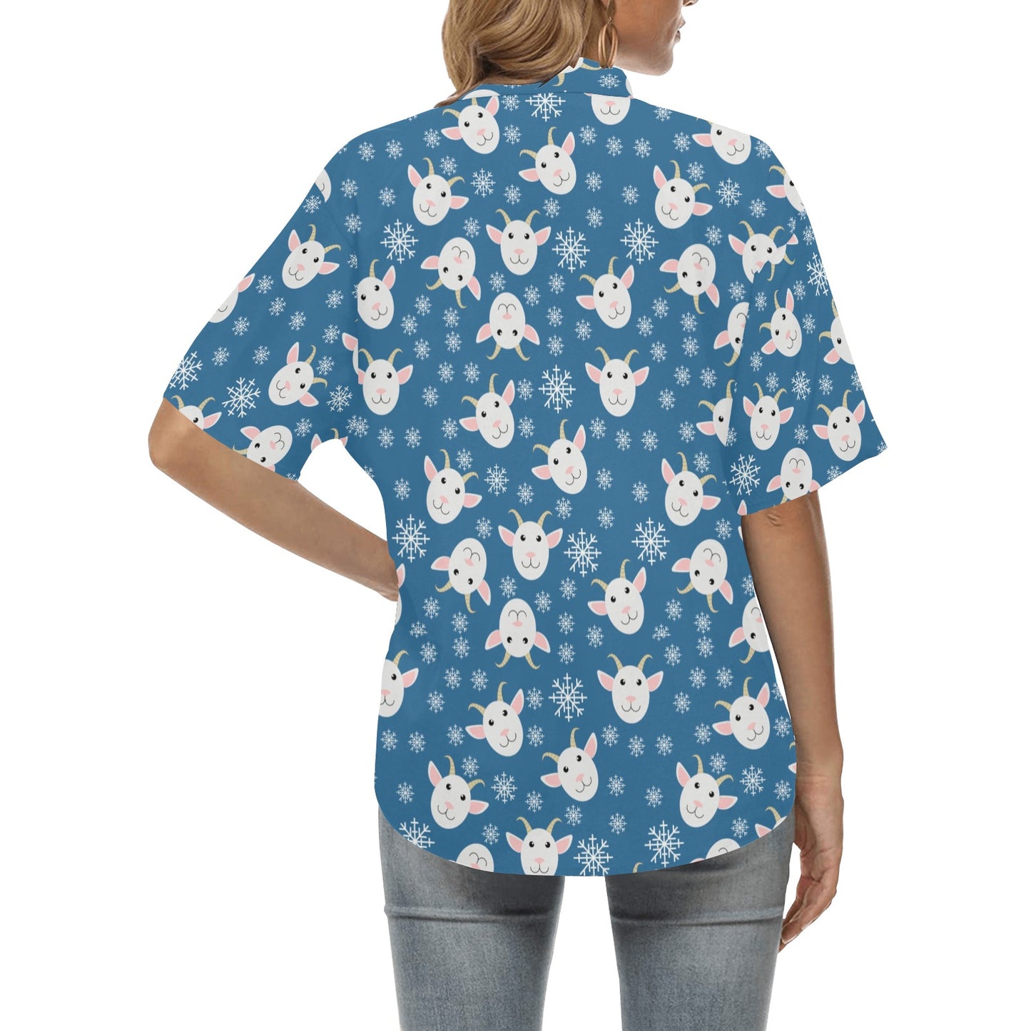 Goat Print Design LKS402 Women's Hawaiian Shirt