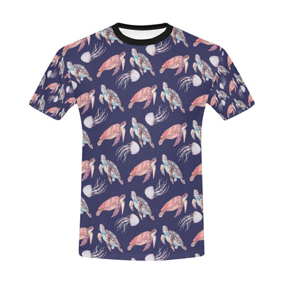 Sea Turtle With Jelly Fish Print Design LKS301 Men's All Over Print T-shirt