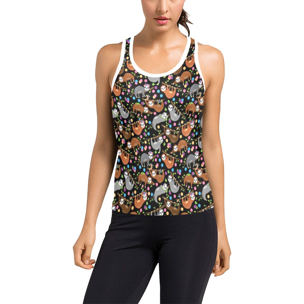 Sloth Print Design LKS306 Women's Racerback Tank Top