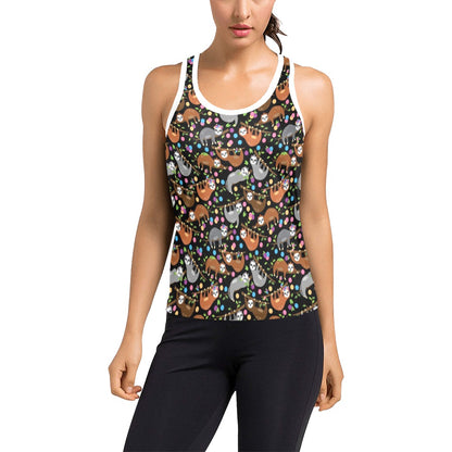 Sloth Print Design LKS306 Women's Racerback Tank Top