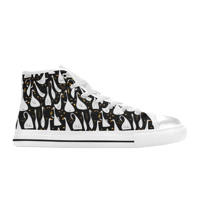 Goose Print Design LKS401 High Top Women's White Shoes