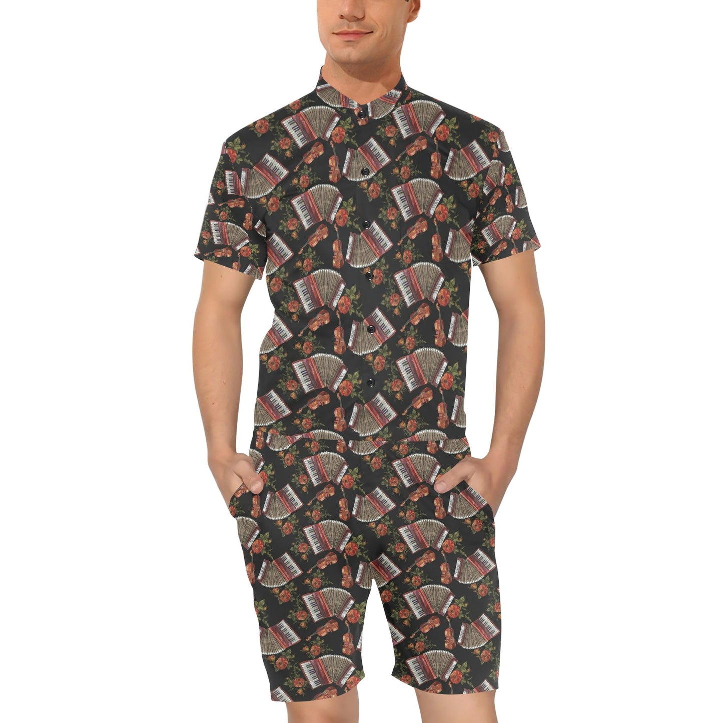 Accordion Print Design LKS403 Men's Romper