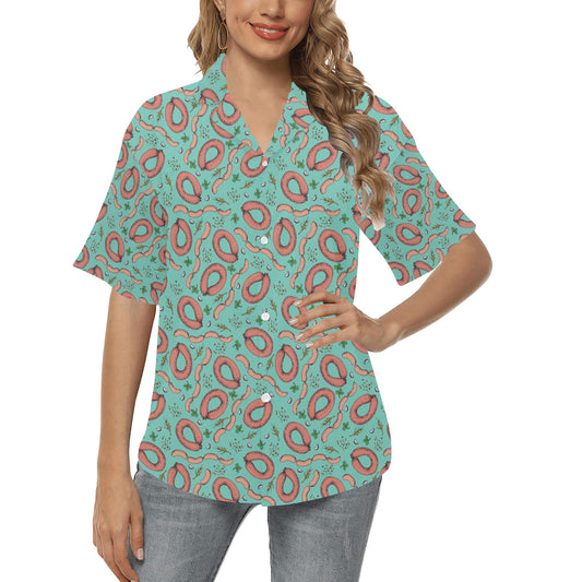 Sausage Print Design LKS303 Women's Hawaiian Shirt
