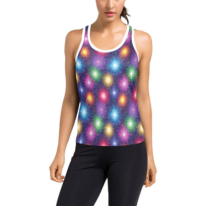 Firework Colorful Print Design LKS301 Women's Racerback Tank Top