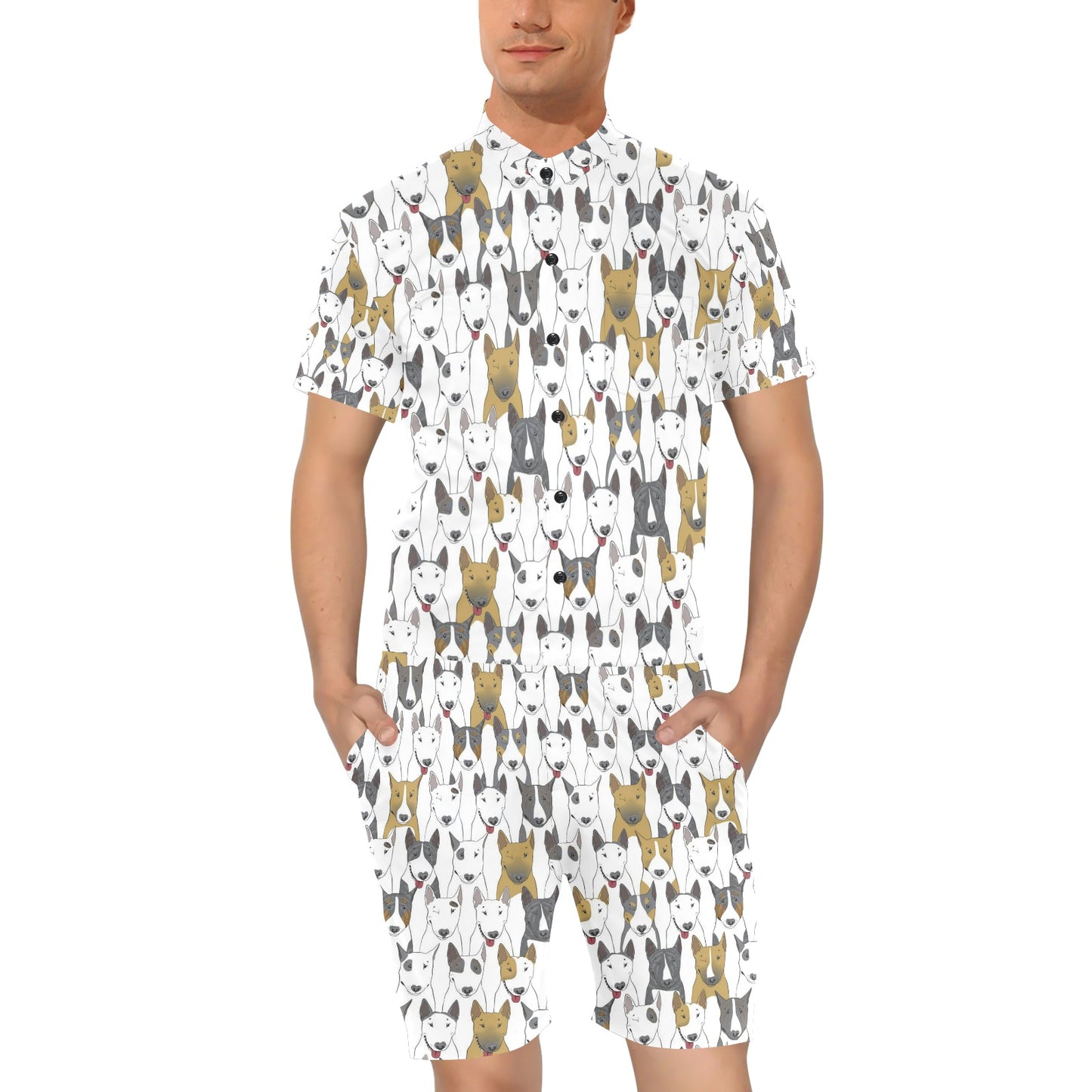Bull Terriers Pattern Print Design 03 Men's Romper