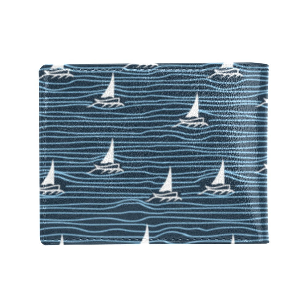 Sailboat Print Design LKS303 Men's ID Card Wallet