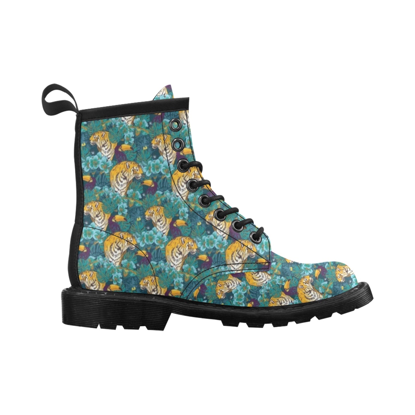 Tiger Tropical Print Design LKS301 Women's Boots