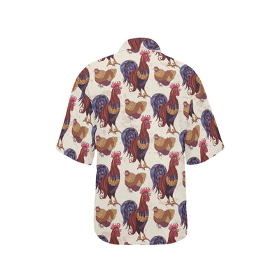 Rooster Pattern Print Design A03 Women's Hawaiian Shirt