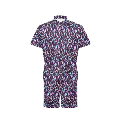 Peace Sign Feather Design Print Men's Romper